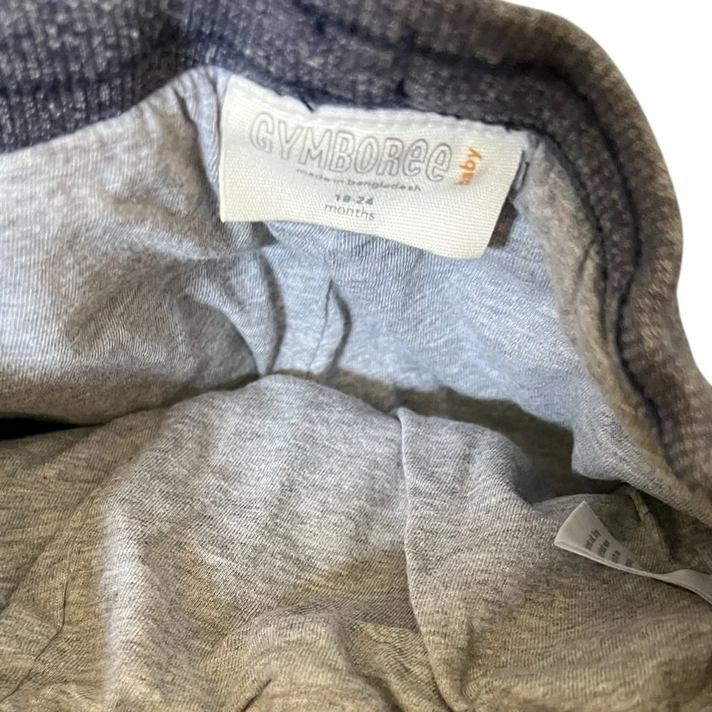 Winter -Sherpa green jacket & grey jersey cotton lined navy blue pants 18 months